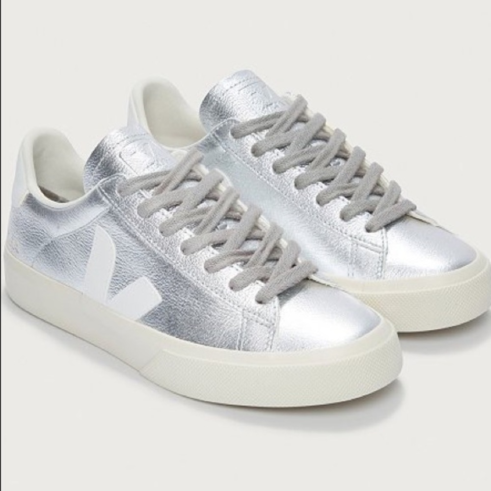 Veja Campo Silver and White Sneakers